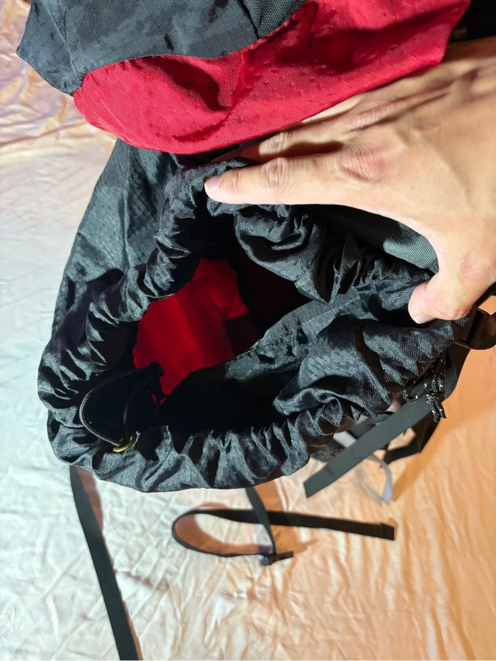 Gregory red and black technical hiking pack